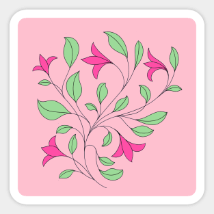 floral pattern pink and green Sticker